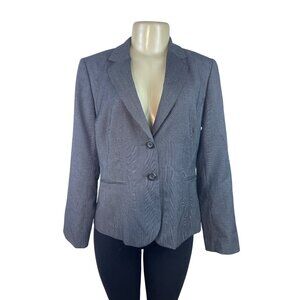 Calvin Klein Womens Gray Pinstripe Blazer Jacket Fitted 2-Button Closure Sz 10
